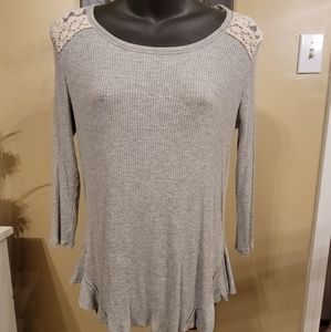 Altard State Jersey Knit 3/4 Sleeve Country Tee w/ Lace S